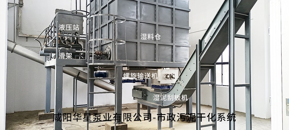 室(shi)内-濕料倉(cang)-螺旋輸送(song)機-濕泥刮(gua)闆機